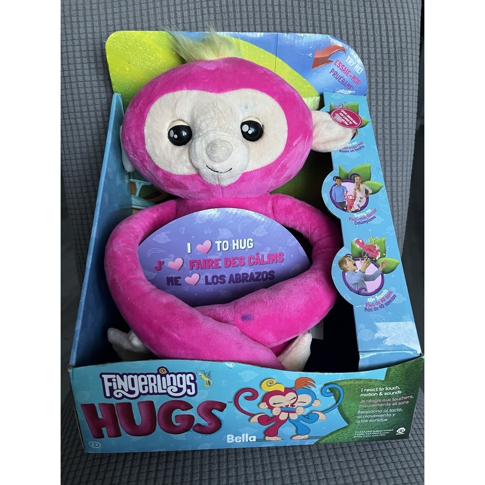 WowWee Fingerlings Hugs Bella Friendly Interactive Plush Monkey‎ Pink NEW